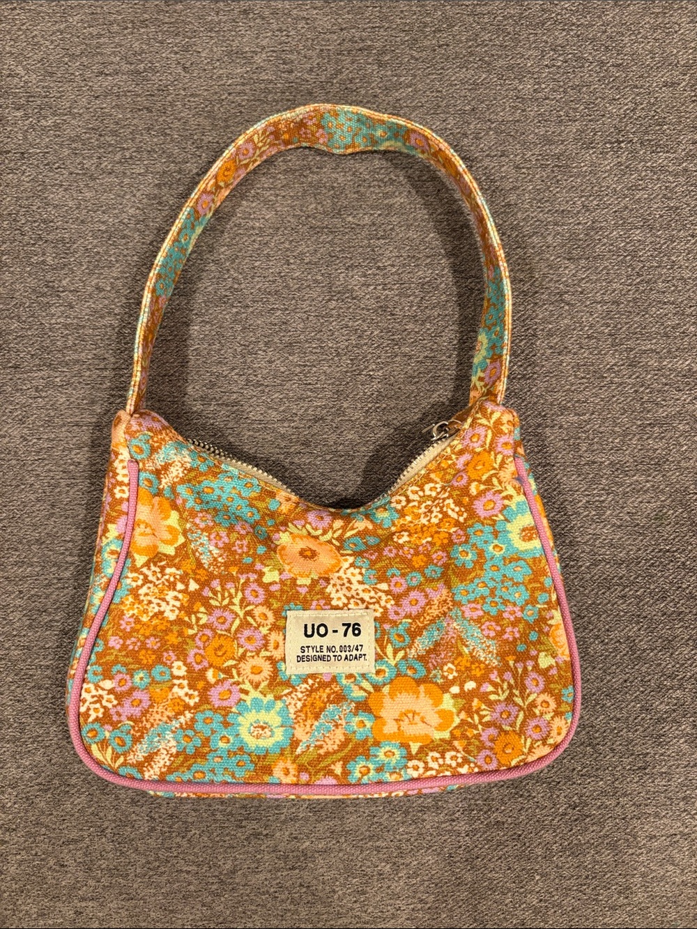 Urban Outfitters Floral Shoulder Bag - Turquoise, Orange & Pink Trim